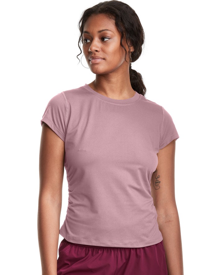 Champion Womens T-Shirt NZ - Soft Touch Ruched Side Beige ( 8750-LPHCE )